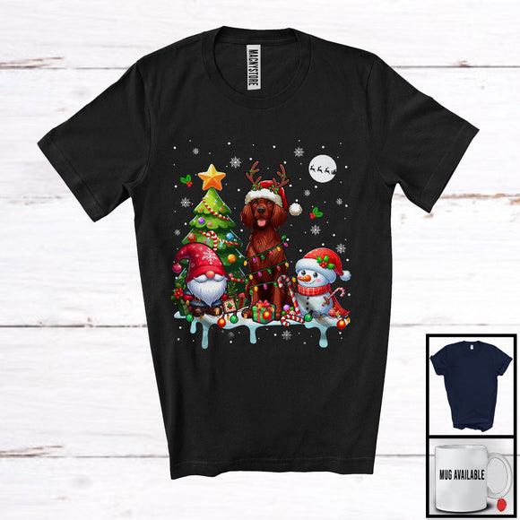 MacnyStore - Santa Reindeer Irish Setter, Adorable Christmas Tree Gnome Snowman, X-mas Family Group T-Shirt