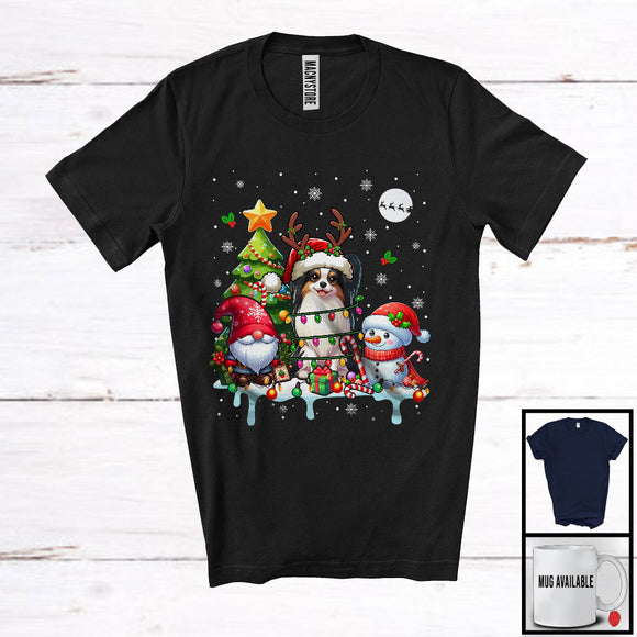MacnyStore - Santa Reindeer Papillon Dog, Adorable Christmas Tree Gnome Snowman, X-mas Family Group T-Shirt