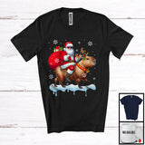 MacnyStore - Santa Riding Capybara Reindeer; Awesome Christmas Capybara Snowing Around; Rodent Animal T-Shirt
