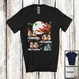 MacnyStore - Santa Riding Reindeer Sheep Sleigh; Wonderful Christmas Santa Sleigh; Snow Family Group T-Shirt