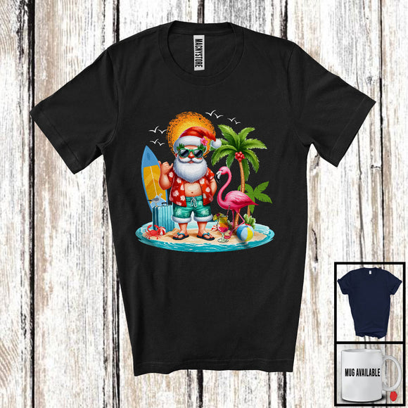 MacnyStore - Santa Surfing On Sea Beach, Lovely Christmas In July Sea Bathing, Summer Vacation Family Trip T-Shirt