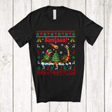 MacnyStore - Santaaa; Humorous Christmas Sweater T-Rex Thinking Santa Coming; Dinosaur History Lover T-Shirt
