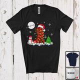MacnyStore - Sausage Wearing Santa Costume; Adorable Christmas Food Lover; X-mas Lights Snowing T-Shirt