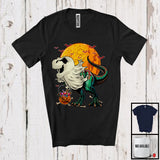 MacnyStore - Scary Moon T-Rex Ghost With Carved Pumpkin Candy, Happy Halloween Dinosaur Lover, Family T-Shirt