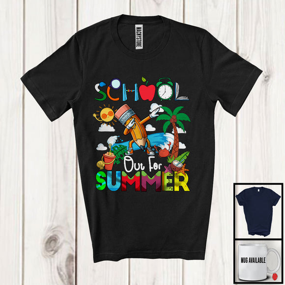 MacnyStore - School Out For Summer, Cheerful Summer Vacation Pencil Lover, Sea Beach Trip Family Group T-Shirt