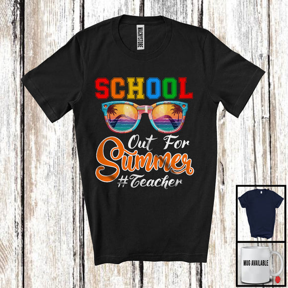 MacnyStore - School Out For Summer, Joyful Student Vacation Sunglasses Teacher, Student Vacation T-Shirt