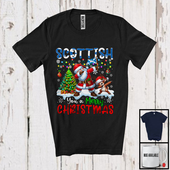 MacnyStore - Scottish You A Merry Christmas; Humorous X-mas Dabbing Scottish Flag Proud; Family Group T-Shirt