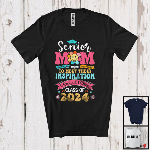 MacnyStore - Senior Mom I Raised Mine Class Of 2024, Floral Mother's Day Graduation, Graduate Family T-Shirt