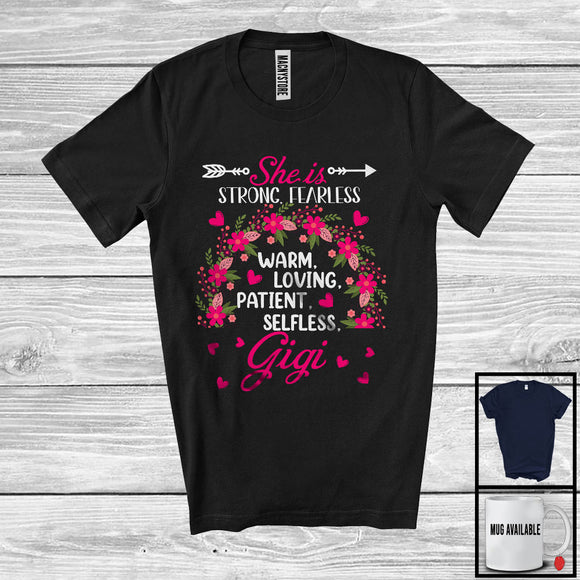 MacnyStore - She Is Strong Fearless Gigi, Adorable Mother's Day Flowers Rainbow, Matching Family Group T-Shirt