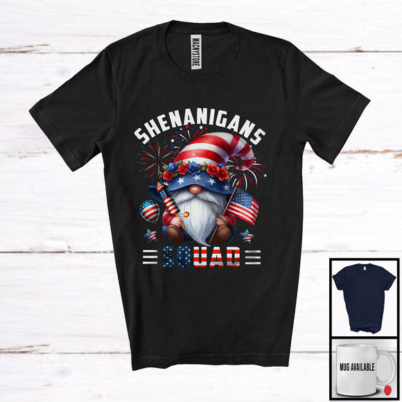 MacnyStore - Shenanigans Squad, Awesome 4th Of July American Flag Gnomes, Independence Day Patriotic T-Shirt