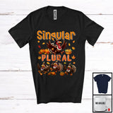 MacnyStore - Singular Plural, Joyful Thanksgiving Fall Leaves Turkey, Grammar Teacher Lover Matching Group T-Shirt
