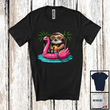 MacnyStore - Sloth On Flamingo Float; Joyful Summer Vacation Hawaii; Pool Beach Family Group T-Shirt