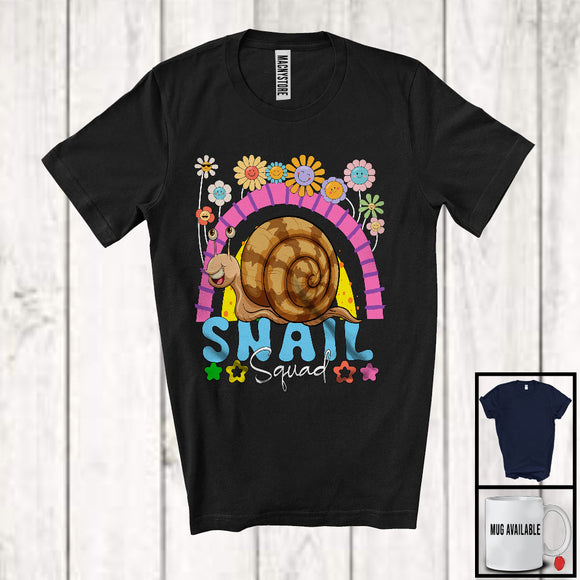 MacnyStore - Snail Squad, Adorable Flowers Rainbow Animal Lover, Floral Matching Women Girls Group T-Shirt