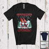 MacnyStore - Snowboarding With My Gnomies; Fantastic Christmas Red Plaid Couple Gnomes; Family Group T-Shirt