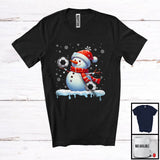 MacnyStore - Snowman Playing Soccer; Fantastic Christmas Santa Snowman; Soccer Sport Player Team T-Shirt