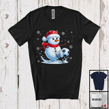MacnyStore - Snowman Playing Soccer; Merry Christmas Snowing Santa Snowman; Sport Player Team T-Shirt