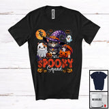 MacnyStore - Spooky Squad, Scary Halloween Costume Three Witch Boo Ghost Cats, Pumpkin Animal Lover T-Shirt