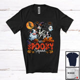 MacnyStore - Spooky Squad, Scary Halloween Costume Three Witch Boo Ghost Cow, Pumpkin Animal Farmer T-Shirt