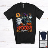 MacnyStore - Spooky Squad, Scary Halloween Costume Three Witch Boo Ghost Elephant, Pumpkin Animal Lover T-Shirt
