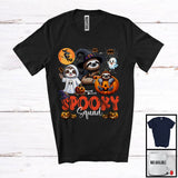 MacnyStore - Spooky Squad, Scary Halloween Costume Three Witch Boo Ghost Sloth, Pumpkin Animal Lover T-Shirt