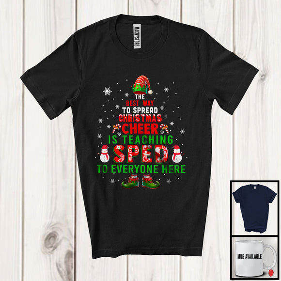 MacnyStore - Spread Christmas Cheer Is Teaching SPED; Cheerful X-mas Tree SPED Teacher; Sweater Family T-Shirt
