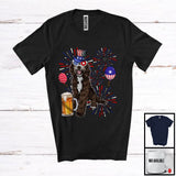 MacnyStore - Sproodle Drinking Beer, Cheerful 4th Of July Drunker Fireworks, American Flag Patriotic Group T-Shirt