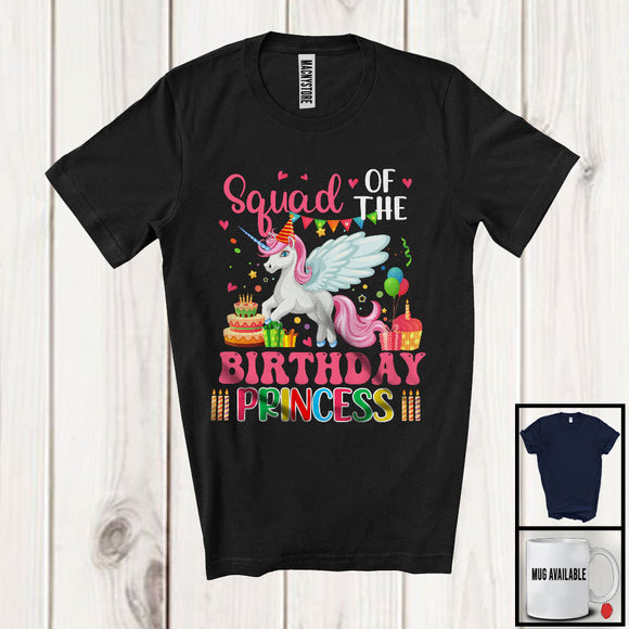 MacnyStore - Squad Of The Birthday Princess, Adorable Birthday Party Unicorn Lover, Matching Girls Family Group T-Shirt
