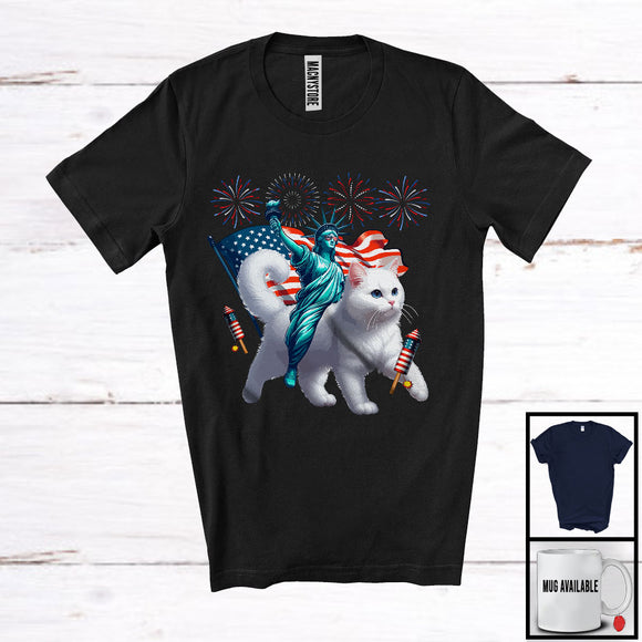 MacnyStore - Statue Of Liberty Riding Cat, Amazing 4th Of July American Proud Fireworks, Patriotic Group T-Shirt