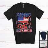 MacnyStore - Straight Outta America,  4th Of July USA Map American Flag, Proud Patriotic Firecrackers T-Shirt
