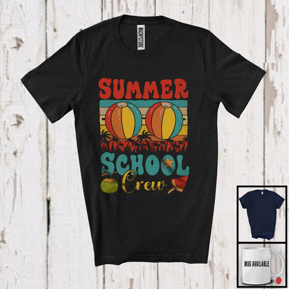 MacnyStore - Summer School Crew, Joyful Summer Vacation Back To School, Vintage Retro Group T-Shirt