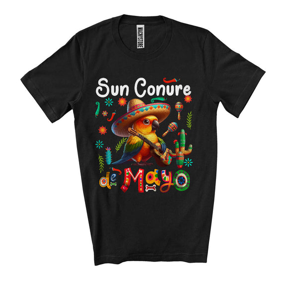 MacnyStore - Sun Conure De Mayo, Wonderful Cinco De Mayo Sun Conure Wearing Sombrero, Mexican Animal T-Shirt