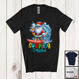 MacnyStore - Surfing Squad, Joyful Summer Vacation Christmas In July Santa Waving, Hawaiian Family Group T-Shirt
