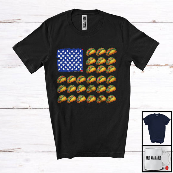 MacnyStore - Taco American Flag, Humorous 4th Of July Summer Vacation Patriotic Group, Fast Food Lover T-Shirt