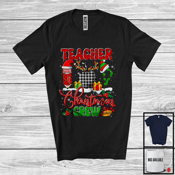 MacnyStore - Teacher Christmas Crew; Awesome Christmas Plaid Teacher Group; X-mas Snowing Jobs T-Shirt