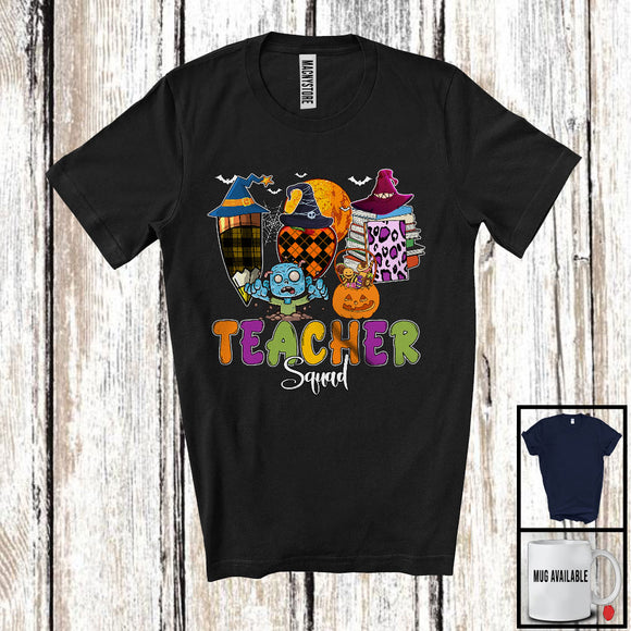MacnyStore - Teacher Squad, Horror Halloween Costume Plaid Teacher Tools Witch, Matching Family Group T-Shirt