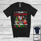MacnyStore - Team Lunch Lady 2024, Cheerful Christmas Dabbing Snowman Santa, Careers Proud Group T-Shirt