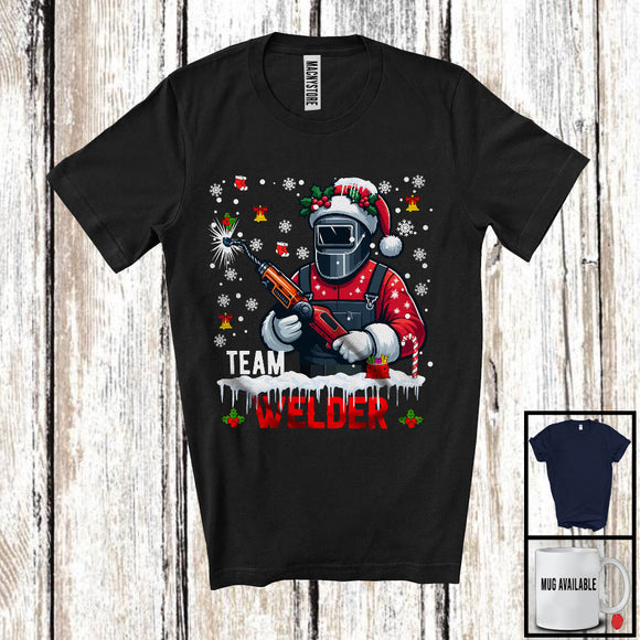 MacnyStore - Team Welder, Merry Christmas Santa Snowing, X-mas Matching Proud Careers Group T-Shirt