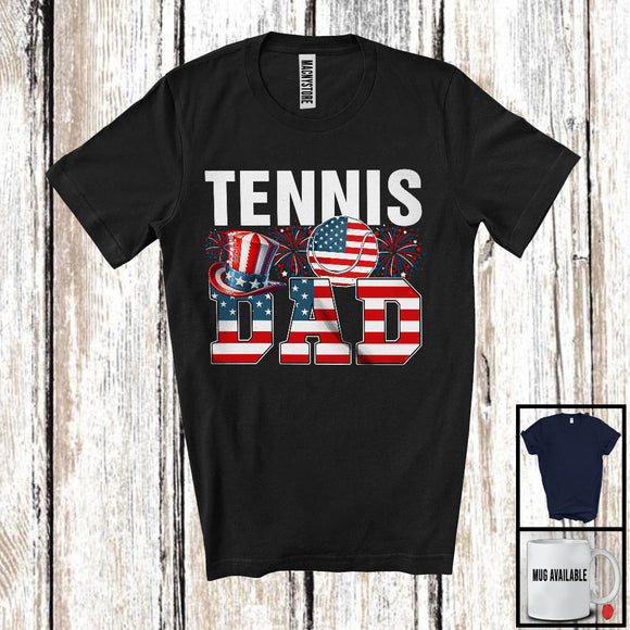 MacnyStore - Tennis Dad, Amazing Father's Day 4th Of July American Flag, Sport Player Team Patriotic T-Shirt