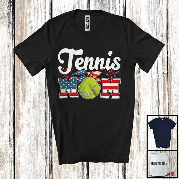 MacnyStore - Tennis Mom, Amazing Mother's Day 4th Of July American Flag Headband, Sport Player Patriotic T-Shirt