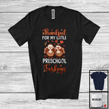 MacnyStore - Thankful For My Little Preschool Turkeys; Proud Thanksgiving Flowers Two Turkeys; Teacher Lover T-Shirt