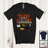 MacnyStore - Thankful To Be A Teacher; Proud Thanksgiving Leopard Plaid Teacher; Fall Leaves Family T-Shirt