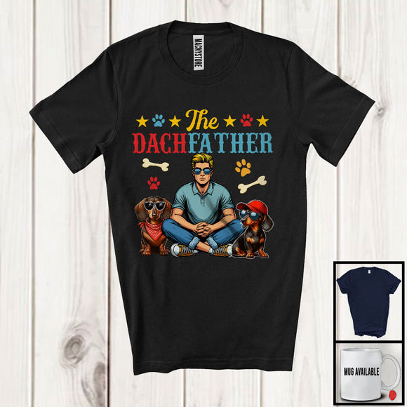 MacnyStore - The DachFather, Awesome Father's Day Dachshund Owner Lover, Vintage Retro Family Group T-Shirt