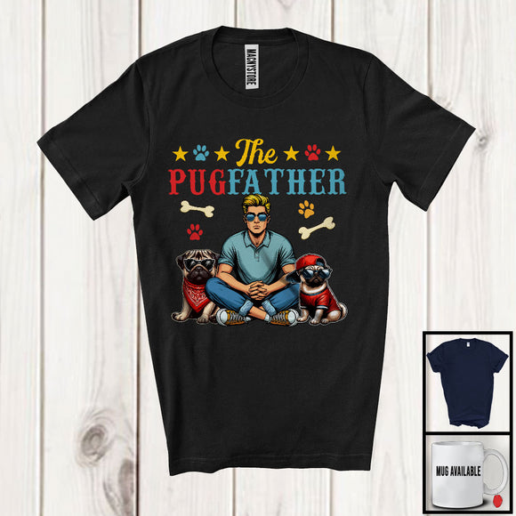 MacnyStore - The PugFather, Awesome Father's Day Pug Owner Lover, Vintage Retro Family Group T-Shirt