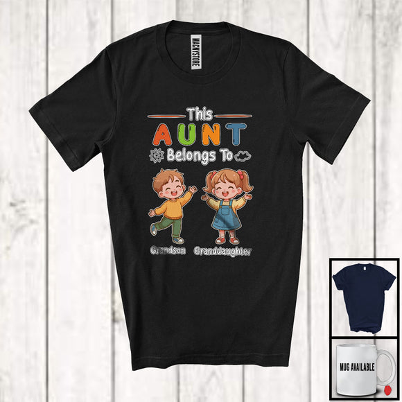 MacnyStore - This Aunt Belongs To Grandson Granddaughter, Cute Mother's Day Boys Girls Family Group T-Shirt