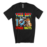 MacnyStore - This Boy Is Now 10 Double Digits, Adorable 10th Birthday Shiba Inu Lover, Dabbing Donut T-Shirt