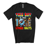 MacnyStore - This Boy Is Now 10 Double Digits, Adorable 10th Birthday Tiger Dabbing Donut, Wild Animal T-Shirt