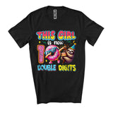 MacnyStore - This Girl Is Now 10 Double Digits, Adorable 10th Birthday Sloth Dabbing Donut, Wild Animal T-Shirt
