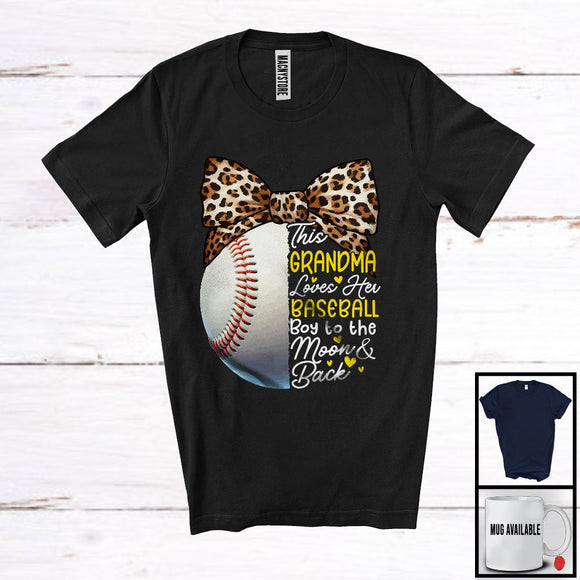 MacnyStore - This Grandma Loves Her Baseball Boy, Amazing Mother's Day Leopard Pitcher Catcher, Family T-Shirt
