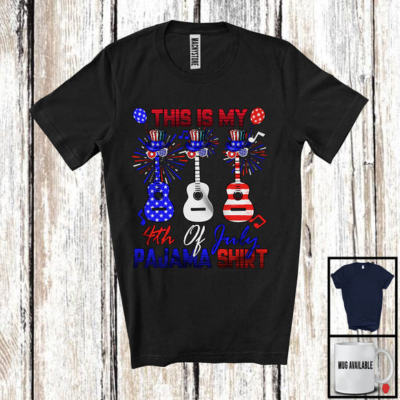 MacnyStore - This Is My 4th Of July Pajama Shirt, Proud American Flag Guitar, Musical Instruments Patriotic T-Shirt