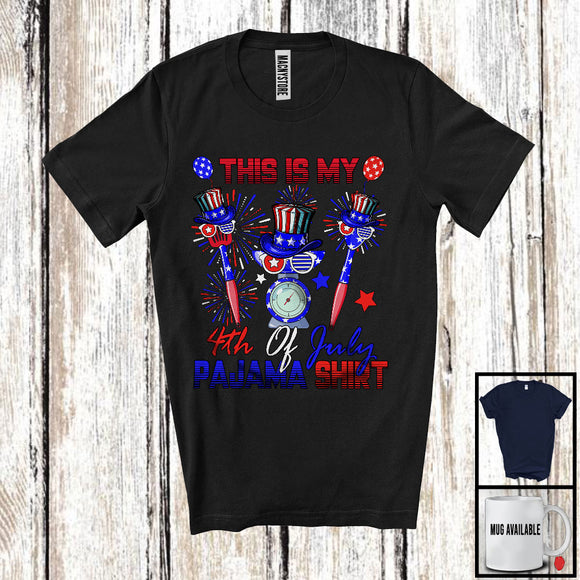 MacnyStore - This Is My 4th Of July Pajama Shirt, Proud American Flag Lunch Lady, Fireworks Patriotic Group T-Shirt